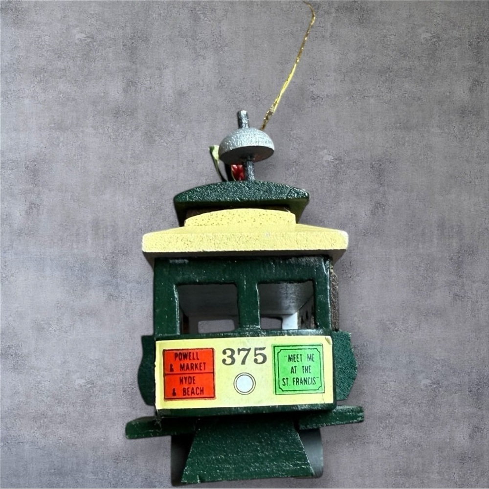 Vintage San Francisco Powell & Market Wood Train Car Trolley Christmas Ornament - Picture 4 of 6